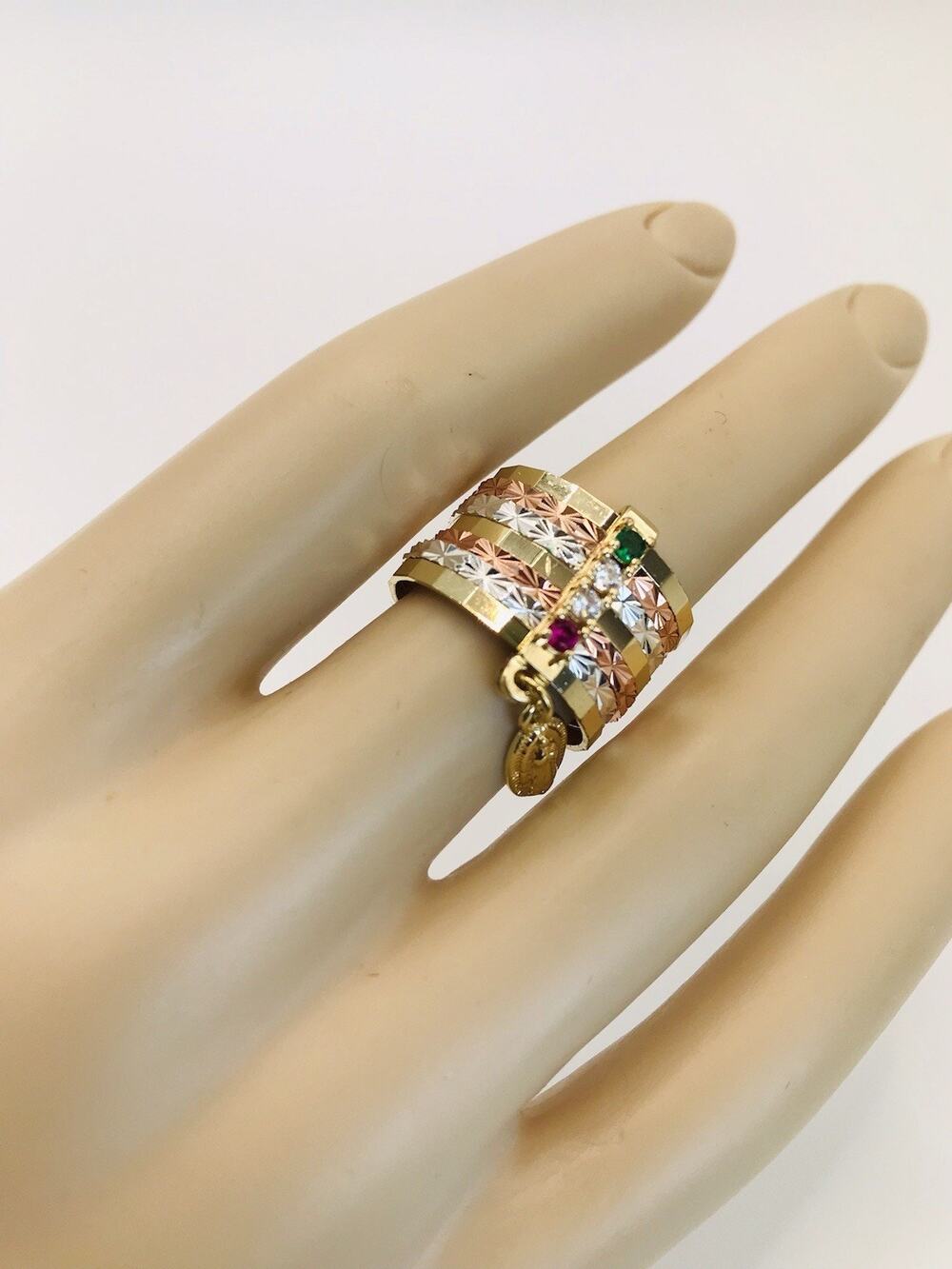 WomenVirgen Mary Ring Semanario 14K Gold Plated Womens Sz 7 Anillo Oro Laminado